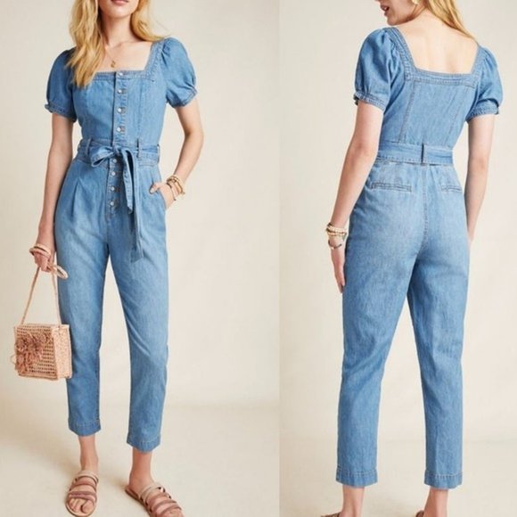 Pilcro and the Letterpress Pants - Anthropologie & Pilcro and the Letterpress Belted Denim Jumpsuit